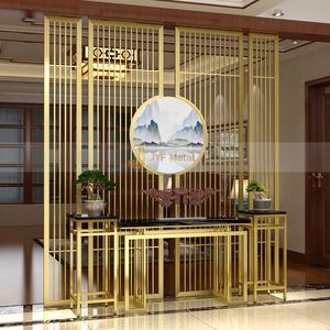 EX254 Modern Design Stainless Steel <b>Screen</b> Partition Fixed Room Divider for <b>Wall</b> Decor Salon Panel Gold Room Divider - Product Image 2
