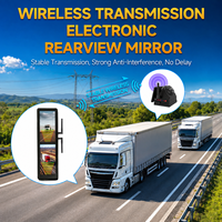 Espejo Retrovisor Electrónico Inalámbrico con Pantalla Táctil de 15.88 Pulgadas, 4 Cámaras Solares Magnéticas, Pantalla Dividida y BSD para Camiones Pesados