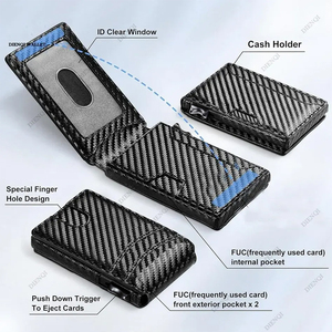 Cartera de Cuero Magnética Desmontable con Tarjetero Pop-Up para Hombre, Cartera Delgada Bifold Inteligente con Protección RFID y Compartimento Metálico para Tarjetas de Identificación y Crédito - Product Image 3