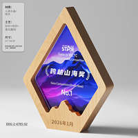 Trophée en cristal 2025, personnalisé, en bois massif, créatif, récompense annuelle pour les employés exceptionnels, récompense commémorative pour l'équipe, médaille triangulaire