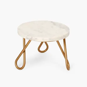 Mughalcrafts Stylish White <b>Marble</b> Frost <b>Cake</b> <b>Stand</b> Customisable Metal Dessert Tray Indian Wholesale Price Ins Box Packaging - Product Image 1