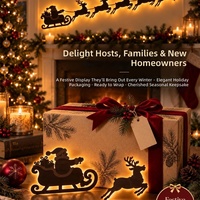 LED-beleuchteter Weihnachtsschmuck aus Holz, Weihnachtsmann-Schlitten, Christbaumschmuck, Weihnachtsgeschenk, Fensterdekoration