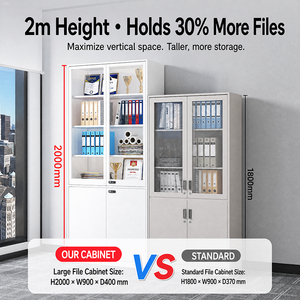 Minimalist White Filing Cabinet 2 Doors 2 <b>Drawers</b> 3 Shelves <b>Office</b> Furniture Home <b>Office</b> Freestanding MDF Storage <b>Unit</b> - Product Image 3
