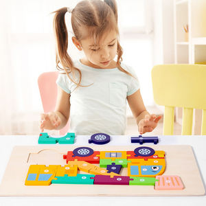 Puzzle 3D per Bambini con Veicoli, Blocchi di Legno Multicolore, Gioco Educativo Precoce per lo Sviluppo dell'Intelligenza, <50 Pezzi, Età Prescolare - Product Image 1