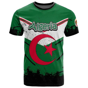 2024 Design classique Top qualité Polyester matériel col rond imprimé Algérie Logo T-shirt pour les activités de plein air - Product Image 4