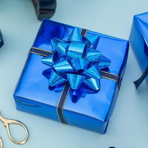 Blue Metallized Gift <b>Wrap</b> <b>Paper</b> Double-Sided Waterproof for Gift & Craft Packaging - Product Image 2
