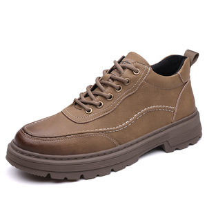 Botas Martin para Hombre, Estilo Casual de Primavera, con Cordones, Punta Redonda, de Cuero, Suela de Goma Antideslizante - Product Image 5