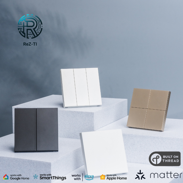 ReZ-TI Z6 Smart Switch: 4-Gang, Live+Neutral, Matter Over Thread, Works with HomeKit, Tuya, HA, Alexa, SmartThings, Google Home