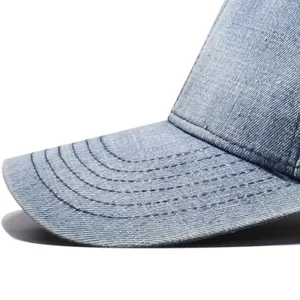 Prix promotionnel Denim Casquette de Baseball Broderie Personnalisée Logo Papa Chapeaux Profil Bas En Denim En Détresse Casquettes de Papa