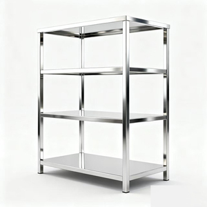 Étagère de cuisine commerciale multifonctionnelle en acier inoxydable, pieds réglables en hauteur, capacité robuste, finition brossée, usage commercial - Product Image 5