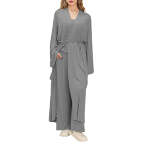 Set <span class=keywords><strong>Pigiama</strong></span> da Donna in Viscosa di Bambù, Vestaglia, Canotta e Pantaloni, Abbigliamento da Notte in 3 Pezzi - Product Image 2