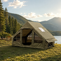 Tente de camping Oxford PVC à double porte, gonflage instantané, imperméable, grande cabane, abri de randonnée en plein air, tente familiale