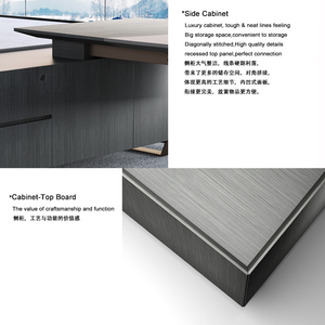 Escritorio Ejecutivo de Lujo Ergonómico Convertible de Alta Tecnología con Chapa de Madera de Roble <span class=keywords><strong>Romano</strong></span> MDF para CEO/Jefe, Diseño Moderno, Fácil Montaje - Product Image 6