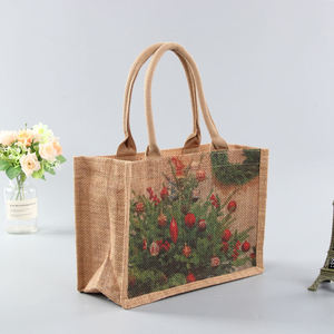 Sac de courses en jute de qualité supérieure avec intérieur laminé, poignées robustes et qualité durable, disponible à la vente - Product Image 1