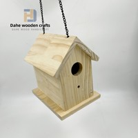 Usine directe naturelle couleur bois massif bois nichoir bouton nid d'oiseau toit suspendu oiseau élevage meubles pour bricolage peinture