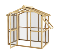 Serre de plain-pied en bois et polycarbonate, maison verte de passe-temps encadrée de cèdre, serre en bois pour l'extérieur