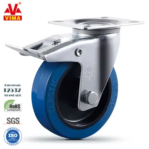 VIMA 5 Inch Industrial Caster Wheels Swivel With Dual Locking Soft Rubber Trolley Castor Wheels