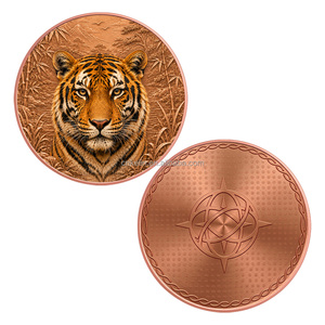 Op maat gemaakte prijs Wildlife Animal 1 2 5 Avdp oz .999 Fijne Koperen Warrior Leeuw Wolf Tijger Munt met logo - Product Image 4