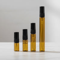 Flacon vaporisateur de parfum vide rechargeable en verre ambré, mini 2ml 3ml 5ml 10ml, avec pulvérisateur fin noir, sans BPA
