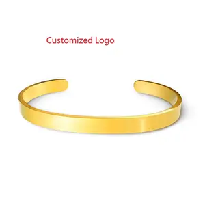 Ywganggu Custom Logo Engraved Cuff Bracelet Stainless Steel Blank Metal Bracelet Blanks Stainless Steel Bangle Jewelry