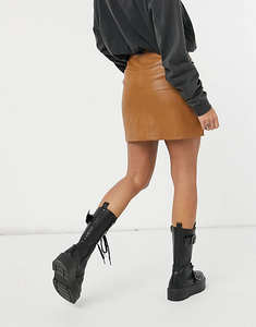 Sexy Minigonna Aderente in Vera Pelle di Pecora <span class=keywords><strong>Nera</strong></span> con Tasche per Donna - Product Image 3