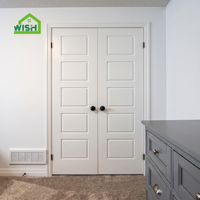 Laque blanche Shaker Door America Skakers Panel Bois Intérieur Portes françaises Noyau en bois massif Porte française prémontée Shaker