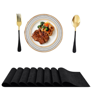 Moderne Schwarze Kunstleder-Tischsets, Hitzebeständig Ölfest Wasserdicht Rutschfest Waschbare Esstisch-Untersetzer - Product Image 1