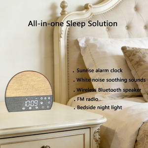 Réveil double alarme <span class=keywords><strong>de</strong></span> style européen avec simulation du lever et du coucher du soleil, lumière, <span class=keywords><strong>radio</strong></span> FM et sons naturels (bruit blanc), <span class=keywords><strong>lampe</strong></span> <span class=keywords><strong>de</strong></span> <span class=keywords><strong>chevet</strong></span> Bluetooth - Product Image 2