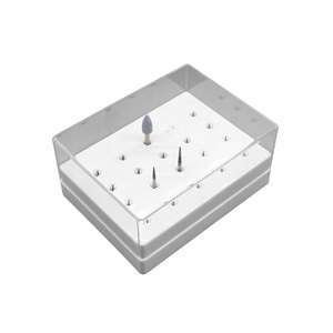 20-Hole <strong>Plastic</strong> <strong>Dental</strong> Burs Holder Block Transparent Lid <strong>Box</strong> for FG RA HP Shanks Bur - Product Image 1