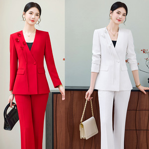 Women's Suit Set Solid Color Polyester Fiber Spring Work Formal Wear - Product Image 1