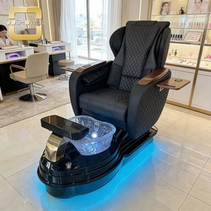 Fauteuil de pédicure moderne <span class=keywords><strong>noir</strong></span> avec bain de pieds et siège inclinable avec dossier et <span class=keywords><strong>repose</strong></span>-pieds réglables pour mobilier de salon de manucure - Product Image 3