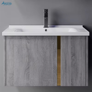 حمام من خشب رقائقي مثبت بالحائط على الطراز الأوروبي ، زينة حمام للفنادق مع مرآة - Product Image 3