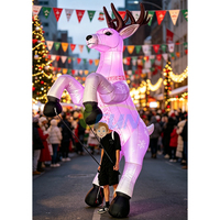 Costume de cerf gonflable géant personnalisé et portatif avec tiges de contrôle pour défilés de Noël et spectacles événementiels