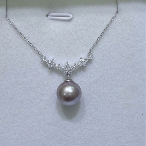 Colgante y Amuleto de Perla de Agua Dulce Natural de Zhuji de 10-11 mm, Casi Impecable, Color Morado con Elegante Plata Pura Colgante del Este - Product Image 4