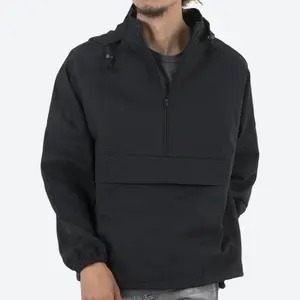 Черный пуловер с полумолнией, ветровка с капюшоном, Анорак, куртка, ветровка на заказ