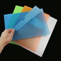 Carpeta de Archivos Transparente en Forma de L, Personalizada, de Plástico PP/PVC, para Suministros de Oficina, con Bolsillo Frontal