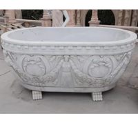 Pierre de marbre naturelle blanche polie de luxe personnalisée pour salle de bain d'hôtel Baignoire en pierre de douche pour villa