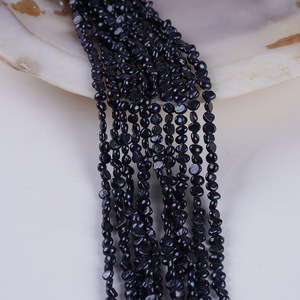 Direct Factory Sale New 3-4mm <b>Black</b> Two Sided Light Side Hole Freshwater Pearl Button <b>String</b> Natural Semi-Finished Product - Product Image 5