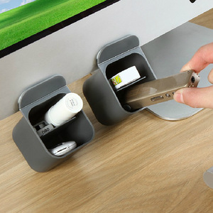 Desktop Pen Holder Multifunctional Office Storage Box Small Size White Round Shape Sticker Mountable Desk Organizer - Product Image 2