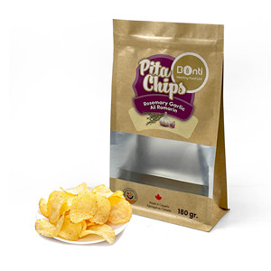 Sac à fermeture éclair à fenêtre transparente à fond plat pour emballer les chips de pomme de terre frites pizza autres aliments - Product Image 1