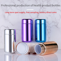 Bouteilles en plastique PET colorées or, bleu, argent, violet de 210 ml, contenants recyclables pour capsules, emballages médicaux pour pilules