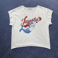 Poids lourd détresse coton surdimensionné strass impression Vintage Streetwear vêtements Curling coupé Muscle chemises hommes t-shirts