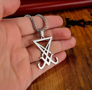 Collar con Sello de <span class=keywords><strong>Lucifer</strong></span>, Acero Inoxidable, Símbolo Satánico, Sello de Satán, Colgante de <span class=keywords><strong>Lucifer</strong></span>, Joyería de Demonio, Regalo - Product Image 2