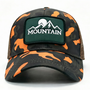 Casquette de baseball camouflage brodée, logo personnalisable, fermeture Velcro, construction à six panneaux, camouflage, voyage en plein air, dos en maille - Product Image 1