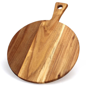 Pala para Pizza Redonda de Madera de Acacia con Mango Antideslizante y Sostenible para Hornear, Uso en la Cocina y Presentación de Alimentos en Fiestas - Product Image 4
