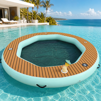 Grand hamac flottant gonflable pour l'eau, île de détente ronde pour piscine avec centre en maille et porte-gobelets pour lac, plage, yacht