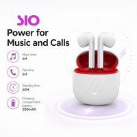 Écouteurs sans fil intra-auriculaires TWS avec 60h d'autonomie en veille, 4h de lecture musicale, 4h de conversation, étui de charge Type-C, ABS noir, blanc, vert, rose