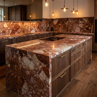 Comptoir de cuisine en marbre poli moderne en pierre naturelle, nouveau marbre breccia pernice