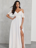 Robes de mariée en mousseline à épaules dénudées, robe blanche longue en mousseline pour femme, robe de soirée sur mesure longueur ras du sol, robe de mariée