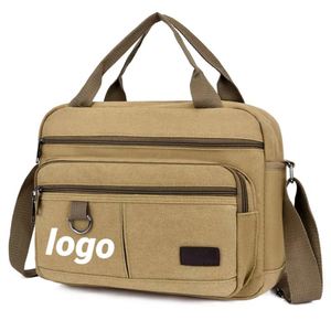 Maletín para Portátil de Lona Encerada Impermeable con Logotipo Personalizado, Maletín de Mensajero Vintage para Computadora, Bolso de Negocios para Oficina y Trabajo - Product Image 1